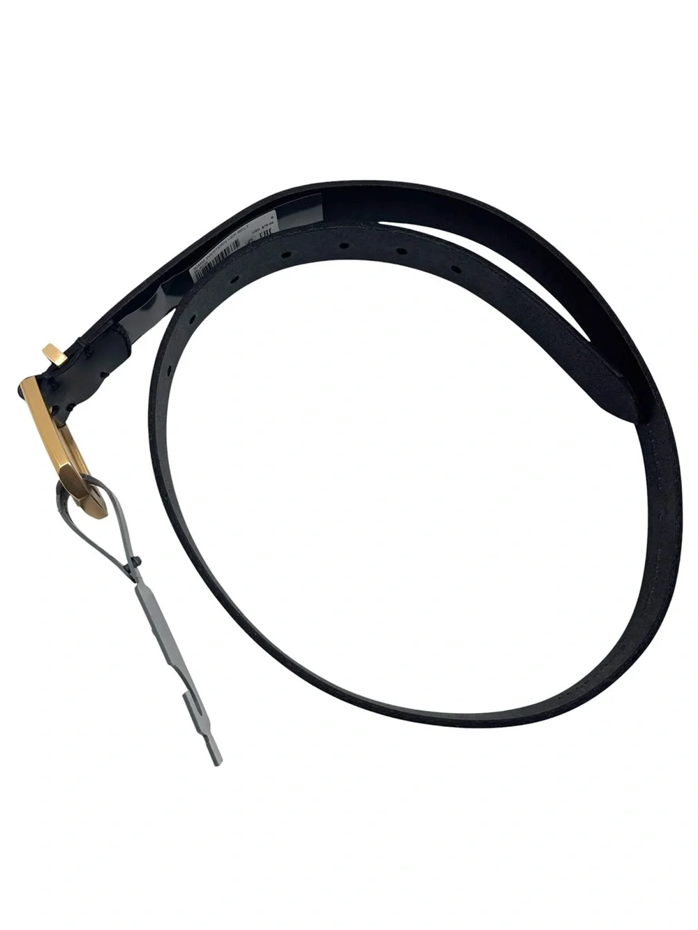 NWT AllSaints Women’s Black Leather 30mm Western Hexagonal Buckle Belt - Size S